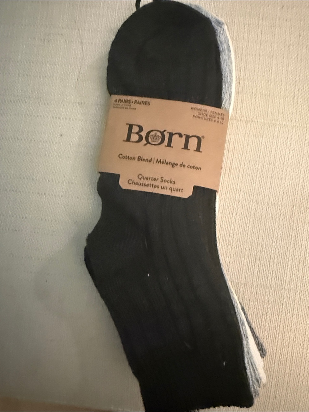 Born Women's Cotton Blend Quarter Socks - Black & Gray (4 Pairs)